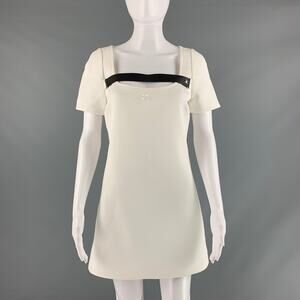 COURREGES Size 4 White Polyester Blend Short Sleeve Mini Dress